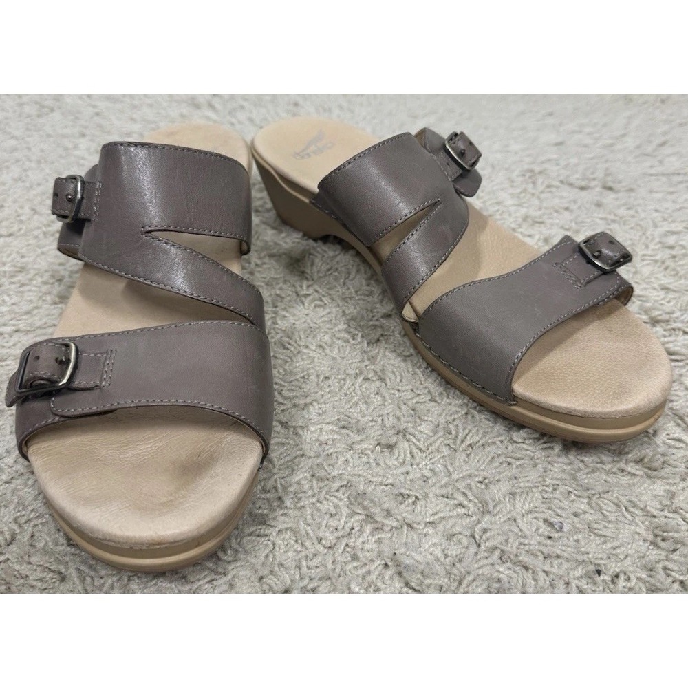 Dansko Karena Tan Leather Double Buckle Slide Wedge Comfort Sandal Euro 41 US 10